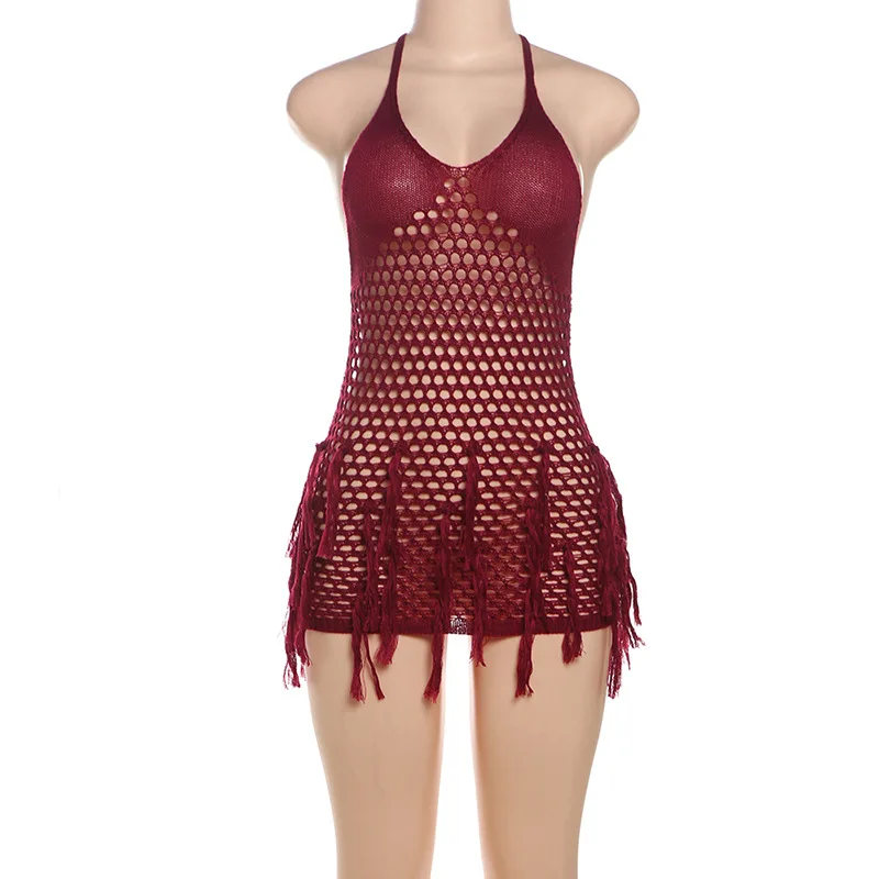 2024 autumn and winter new hot girl sexy halterneck hollow backless knitted tassel lace-up dress
2024 autumn and winter new hot girl sexy halterneck hollow backless knitted tassel lace-up dress