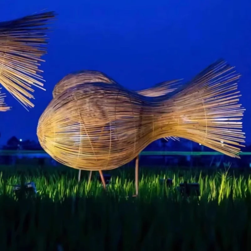 Handmade bamboo weaving fish bamboo art outdoor garden pastoral landscape homestay decoration
Handmade bamboo weaving fish bamboo art outdoor garden pastoral landscape homestay decoration