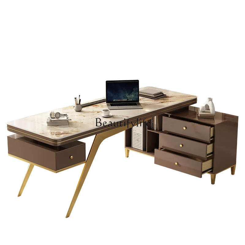 Light luxury desk corner high-end home study rock slab computer desk modern simple with chest of drawers
Light luxury desk corner high-end home study rock slab computer desk modern simple with chest of drawers