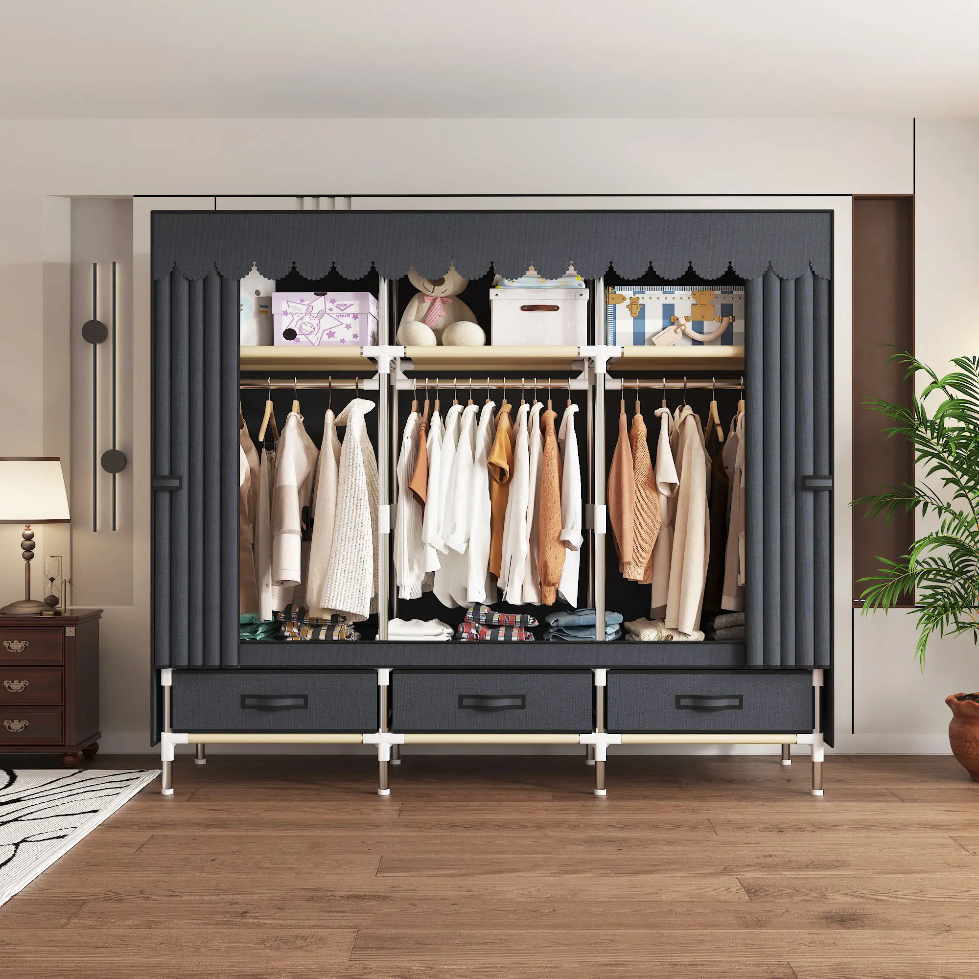 Portable Wardrobes in Stock in the US Durable, Lightweight and Easy to Assemble, Space-saving and Dust-proof
Portable Wardrobes in Stock in the US Durable, Lightweight and Easy to Assemble, Space-saving and Dust-proof