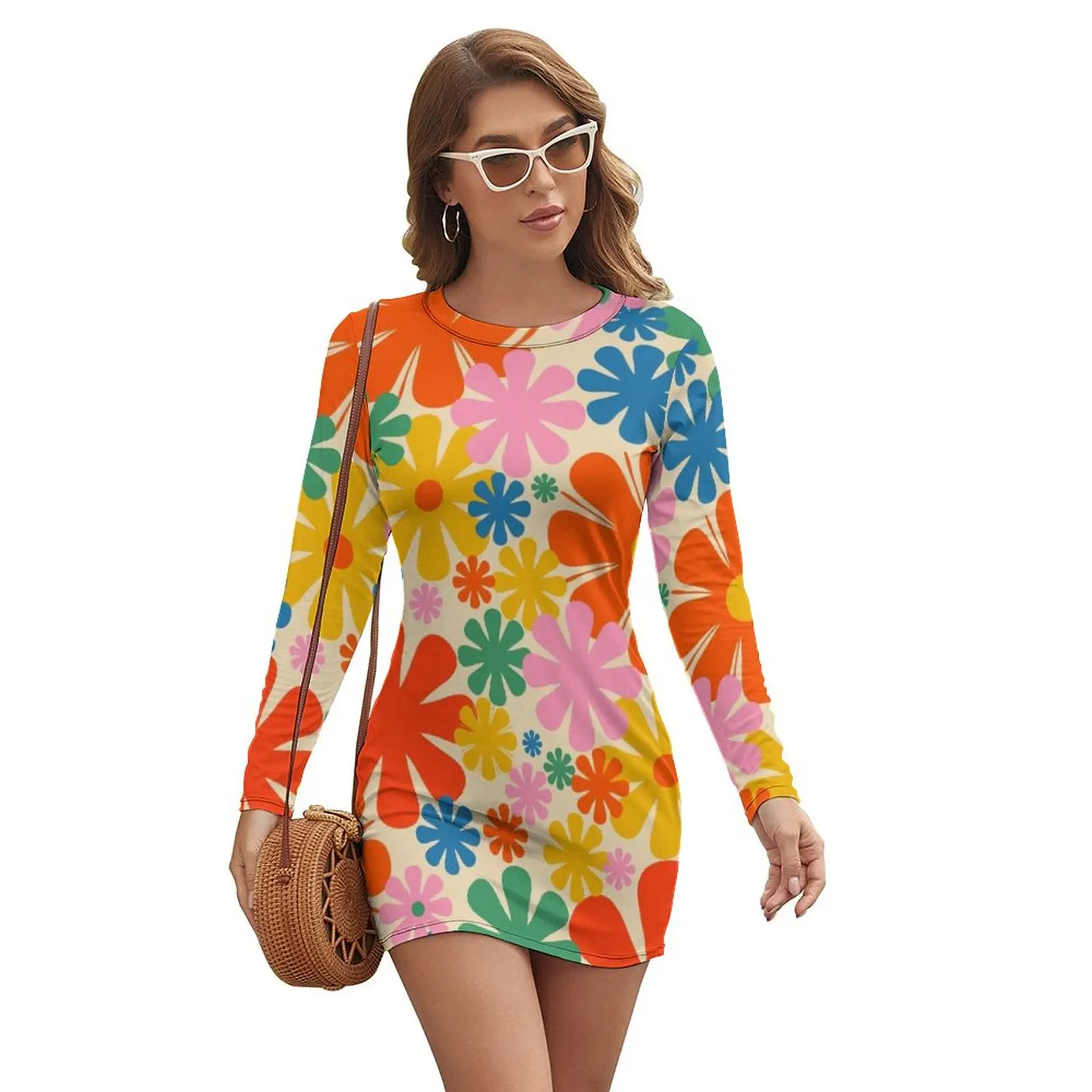 Retro 60s 70s Aesthetic Floral Pattern in Rainbow Pop Colours Long-sleeved Dress women's evening dresses Casual dresses
Retro 60s 70s Aesthetic Floral Pattern in Rainbow Pop Colours Long-sleeved Dress women's evening dresses Casual dresses
