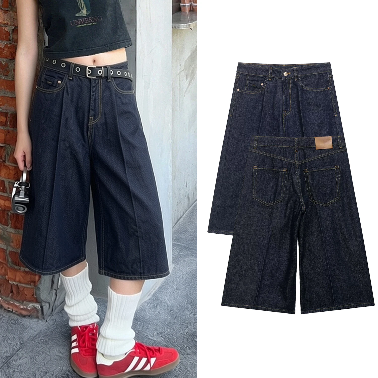 Women Denim Wide leg Pants Summer Female Mid-Waist Zipper Pockets Trousers Fashion Loose Lady Calf-Length Pant
Women Denim Wide leg Pants Summer Female Mid-Waist Zipper Pockets Trousers Fashion Loose Lady Calf-Length Pant