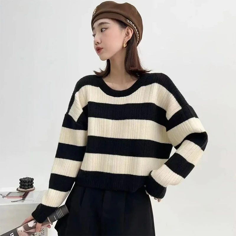 Осень 2024, новый вязаный свитер в полоску в стиле ретро, женские свободные топы с длинными рукавами, тонкие повседневные пуловеры с круглым вырезом B270
Осень 2024, новый вязаный свитер в полоску в стиле ретро, женские свободные топы с длинными рукавами, тонкие повседневные пуловеры с круглым вырезом B270