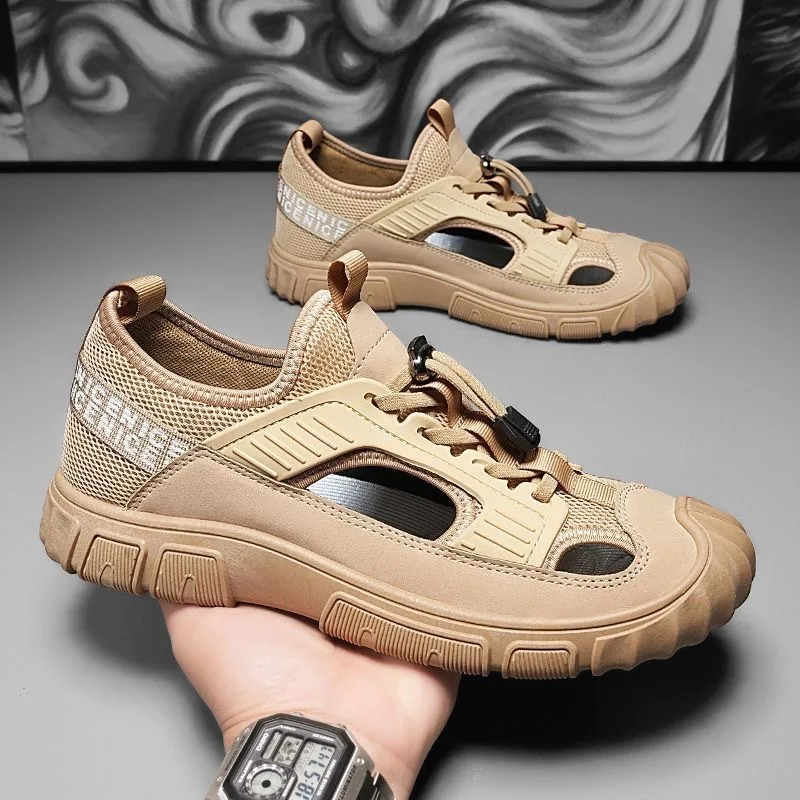 Мужские летние кожаные сетчатые сандалии с закрытым носком, повседневная дышащая обувь на мягкой подошве, пляжная обувь
Мужские летние кожаные сетчатые сандалии с закрытым носком, повседневная дышащая обувь на мягкой подошве, пляжная обувь