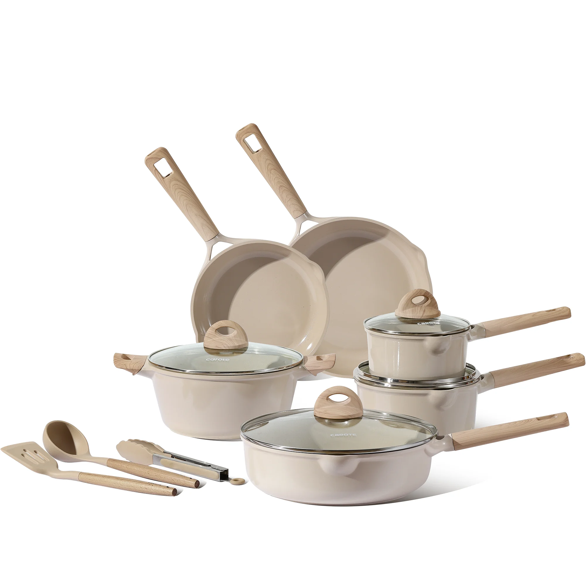 Ceramic Nonstick Pots and Pans Set, 13 Pieces Non-Toxic Kitchen Cookware Sets Compatible for All Stoves, Taupe
Ceramic Nonstick Pots and Pans Set, 13 Pieces Non-Toxic Kitchen Cookware Sets Compatible for All Stoves, Taupe