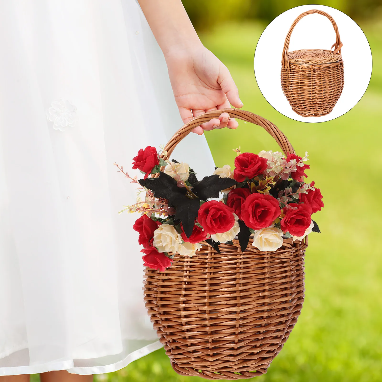 Wear-Resistant Handmade Wicker Flower Basket Portable Picnic Basket Multipurpose Fruit Snack Storage Decorative Wedding Home
Wear-Resistant Handmade Wicker Flower Basket Portable Picnic Basket Multipurpose Fruit Snack Storage Decorative Wedding Home