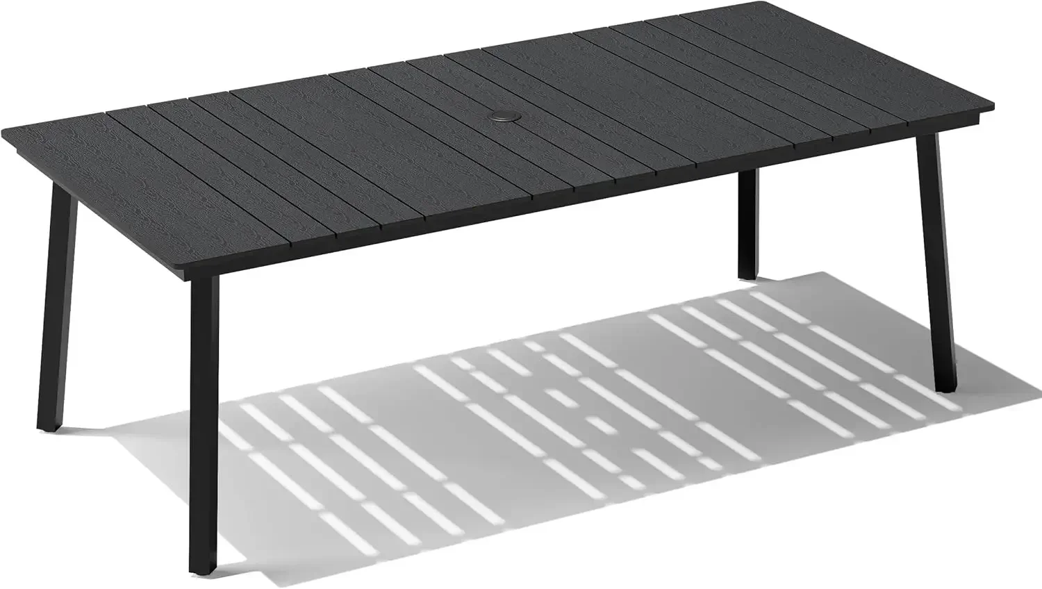 Outdoor Dining Table With Umbrella Hole Rectangular Wood Like Tabletop Metal Frame Fits Six People For Patio Backyard Balcony Ga
Outdoor Dining Table With Umbrella Hole Rectangular Wood Like Tabletop Metal Frame Fits Six People For Patio Backyard Balcony Ga