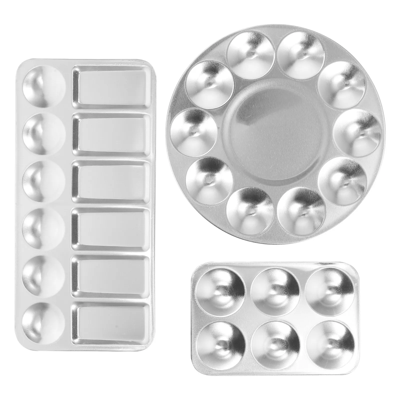 3Pcs Sturdy Metal Painting Pallet Tray for Watercolor Oil Pigment Mixing Smooth Non-Porous Surface Lightweight Compact Art
3Pcs Sturdy Metal Painting Pallet Tray for Watercolor Oil Pigment Mixing Smooth Non-Porous Surface Lightweight Compact Art