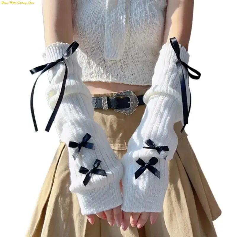 MXME 2000s Fashionable Arm Sleeves Knitted Bowknot Gloves Half Finger Mittens for Women Teens Anime Event Gathering Dressingup
MXME 2000s Fashionable Arm Sleeves Knitted Bowknot Gloves Half Finger Mittens for Women Teens Anime Event Gathering Dressingup
