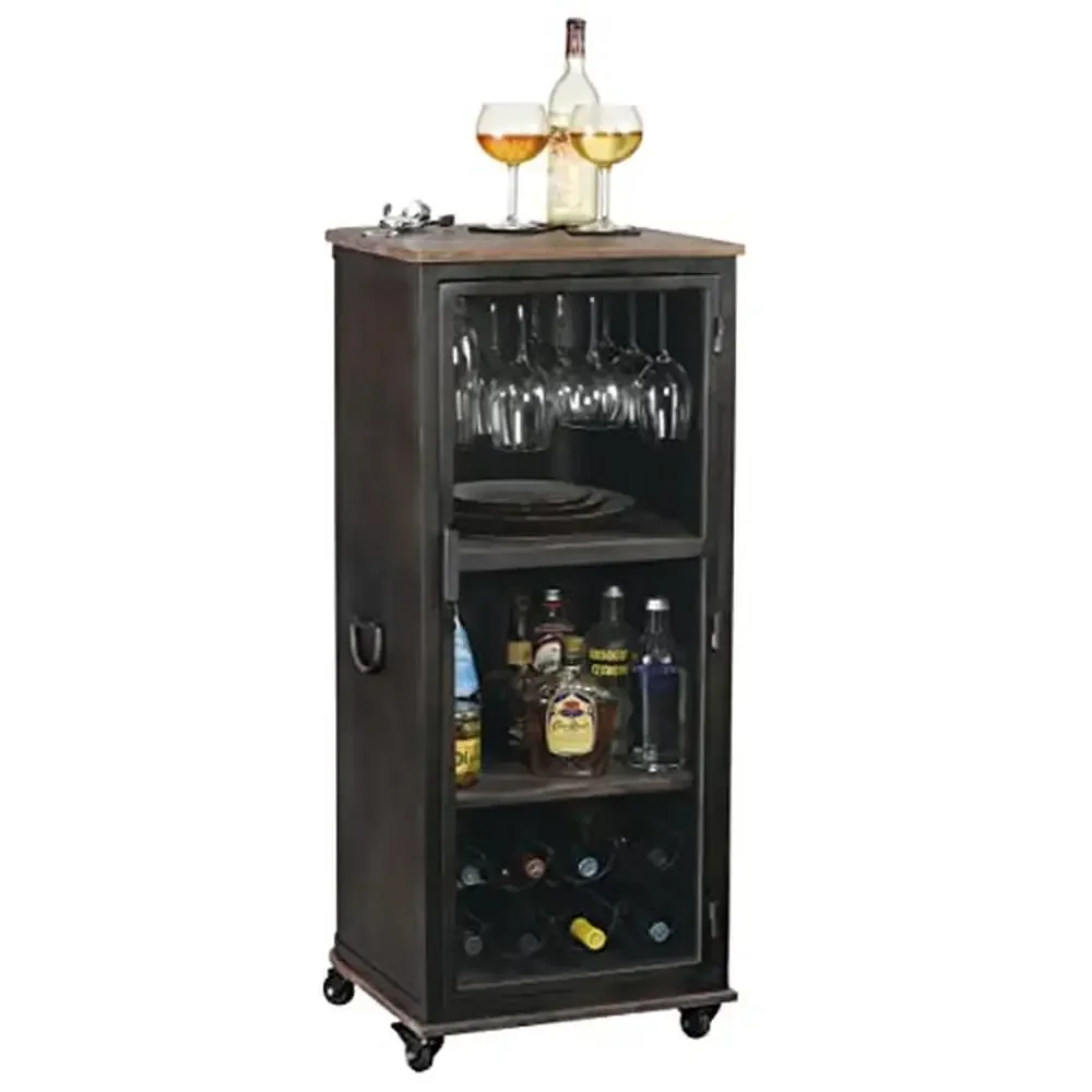 Brayton Wine & Bar Cabinet with Wheels Metal Construction Natural Wood Top Glass Door Stemware Rack Wine Bottle Rack Portable
Brayton Wine & Bar Cabinet with Wheels Metal Construction Natural Wood Top Glass Door Stemware Rack Wine Bottle Rack Portable
