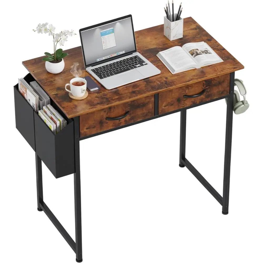 32Inch Small Desk with Fabric Drawers for Home Office, Gaming Computer Desk with Side Bag, Headphone Hook Writing Study
32Inch Small Desk with Fabric Drawers for Home Office, Gaming Computer Desk with Side Bag, Headphone Hook Writing Study