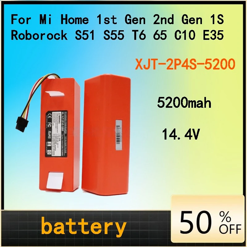 XJT-2P4S-5200 Replacement Battery for Robot Vacuums for Mi Home 1st Gen 2nd Gen 1S Roborock S51 S55 T6 65 C10 E35
XJT-2P4S-5200 Replacement Battery for Robot Vacuums for Mi Home 1st Gen 2nd Gen 1S Roborock S51 S55 T6 65 C10 E35