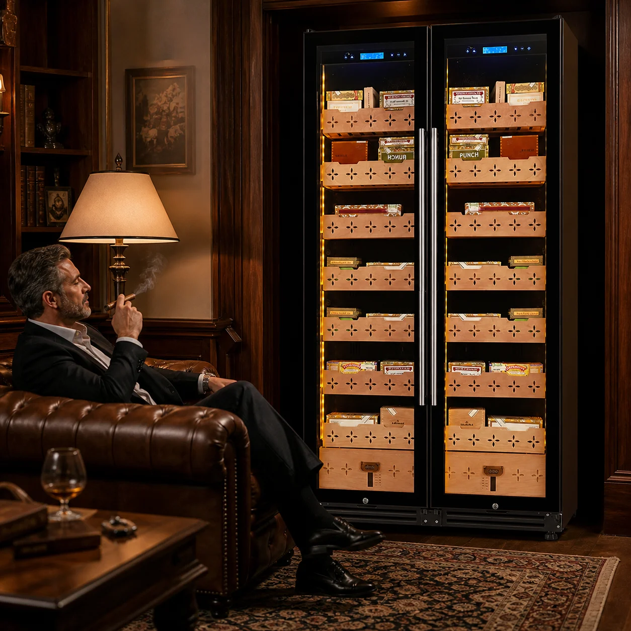 Luxury Spanish Cedar Wood Electric Cigar Humidor Cabinet App Controlled Dual Zone Temperature Humidity Control for Home Use
Luxury Spanish Cedar Wood Electric Cigar Humidor Cabinet App Controlled Dual Zone Temperature Humidity Control for Home Use