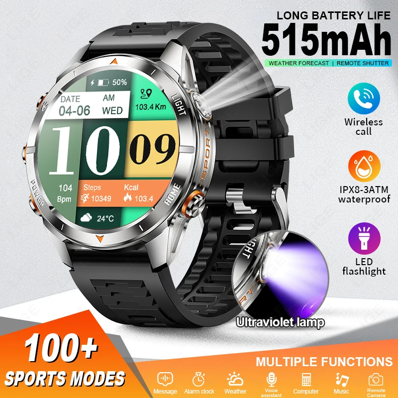 2025 New Outdoor Military Men Smart Watch Bluetooth Call 1.46" AMOLED 515mAh Battery LED Flashlight IPX8-3ATM Waterproof Watch
2025 New Outdoor Military Men Smart Watch Bluetooth Call 1.46" AMOLED 515mAh Battery LED Flashlight IPX8-3ATM Waterproof Watch