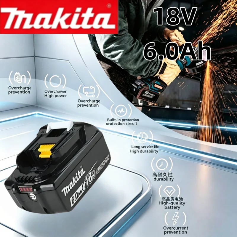 Authentic Makita 18V 6.0Ah lithium battery pack, fits BL1860 BL1430, features reliable current output and great practicality
Authentic Makita 18V 6.0Ah lithium battery pack, fits BL1860 BL1430, features reliable current output and great practicality