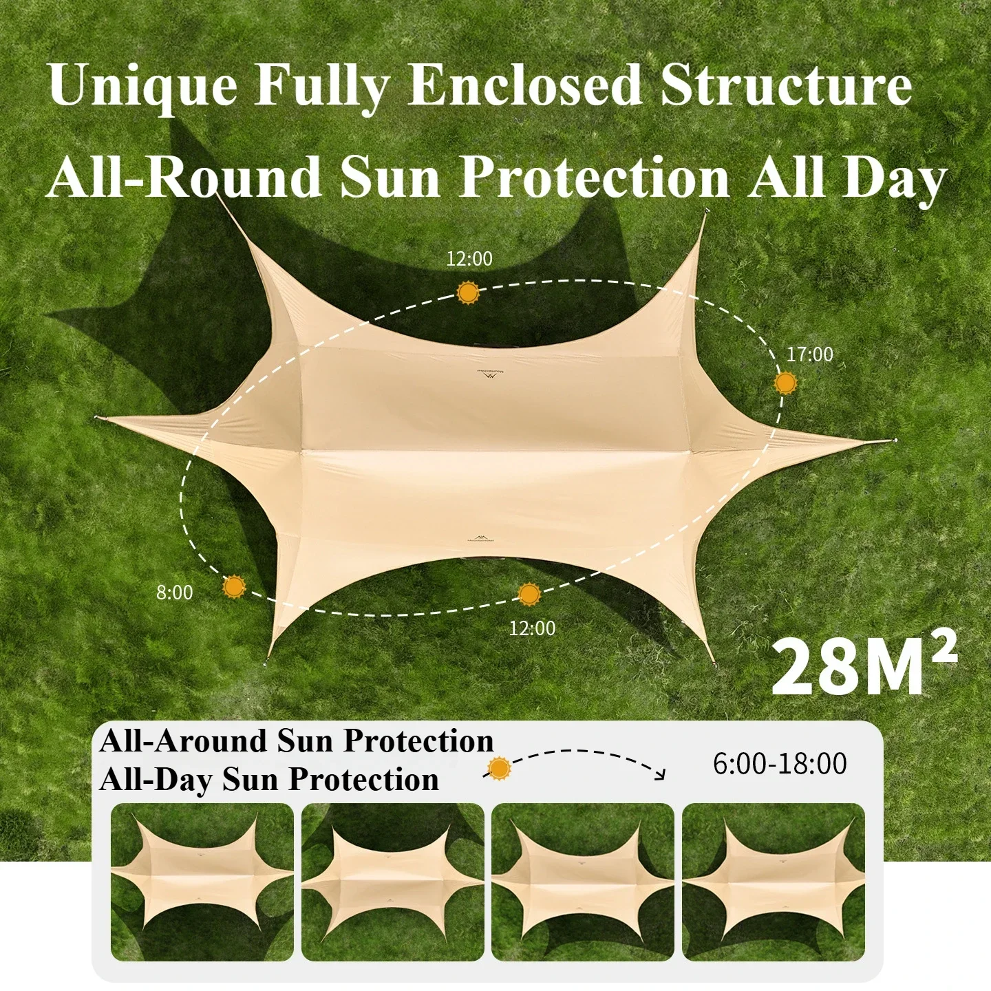 MOUNTAINHIKER Large Camping Black Silver Coating Sun Shelter PU6000mm Quick Open Portable Hexagonal Tarp Family Awning Canopy
MOUNTAINHIKER Large Camping Black Silver Coating Sun Shelter PU6000mm Quick Open Portable Hexagonal Tarp Family Awning Canopy
