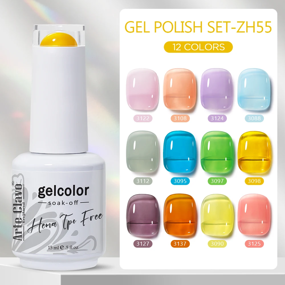 Arte Clavo 15ml 12pcs/Set Translucent Color Gel Nail Polish Semi Permanent Need Base Top Coat Gel Varnish Soak Off Nails Lacquer
Arte Clavo 15ml 12pcs/Set Translucent Color Gel Nail Polish Semi Permanent Need Base Top Coat Gel Varnish Soak Off Nails Lacquer