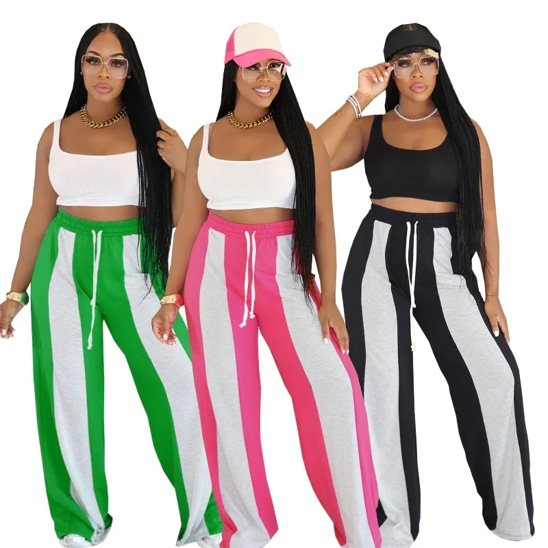 HLJ Autumn New Casual Loose Pants Women Color Block Drawstring Patchwork Straight Pants Fashion Female Streetwear Bottoms 2025
HLJ Autumn New Casual Loose Pants Women Color Block Drawstring Patchwork Straight Pants Fashion Female Streetwear Bottoms 2025