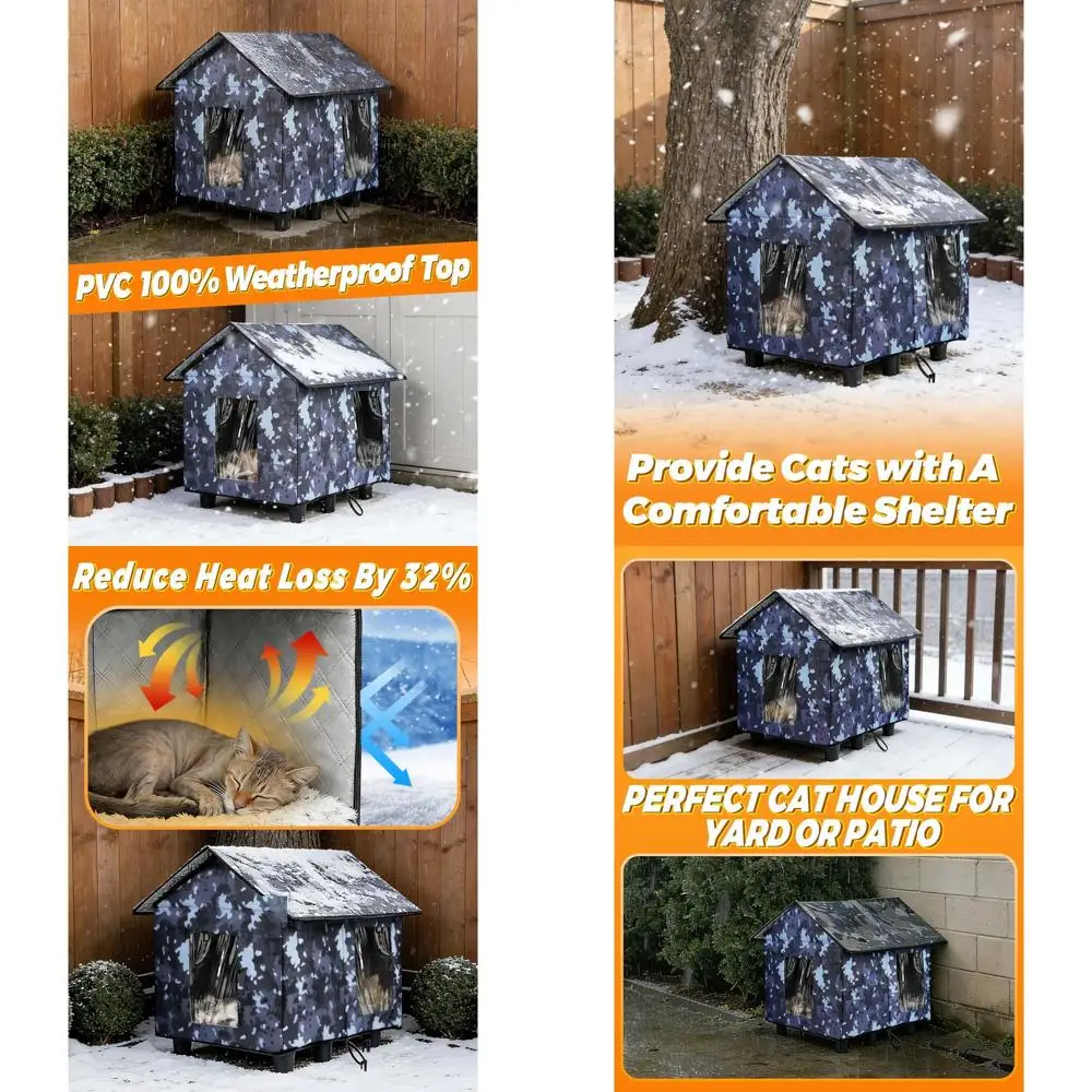 Weatherproof Insulated Outdoor Cat Shelter - 20x19x17 Gray, Waterproof PVC & Aluminum Film, Ideal for Feral Cats in Winter
Weatherproof Insulated Outdoor Cat Shelter - 20x19x17 Gray, Waterproof PVC & Aluminum Film, Ideal for Feral Cats in Winter
