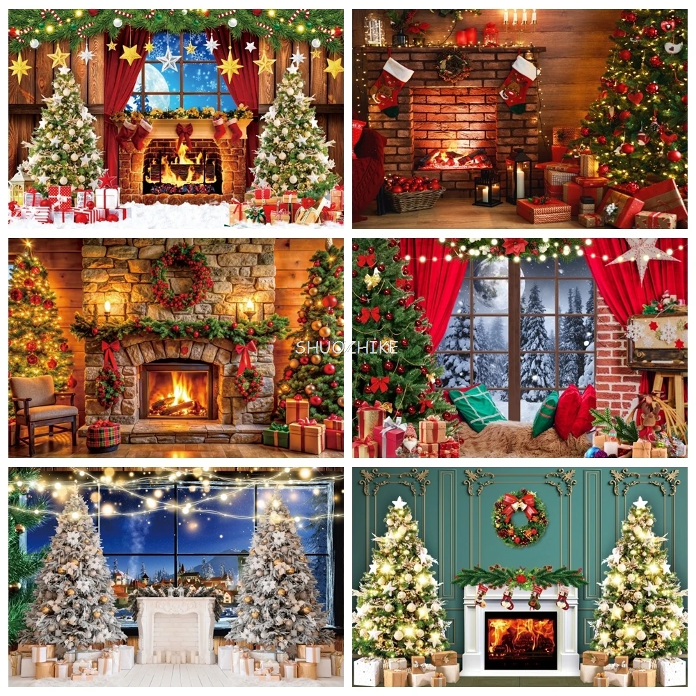 Merry Christmas Backdrops for Photography Winter Fireplace Xmas Tree Holiday Christmas Family Party Decoration Photo Backgrounds
Merry Christmas Backdrops for Photography Winter Fireplace Xmas Tree Holiday Christmas Family Party Decoration Photo Backgrounds