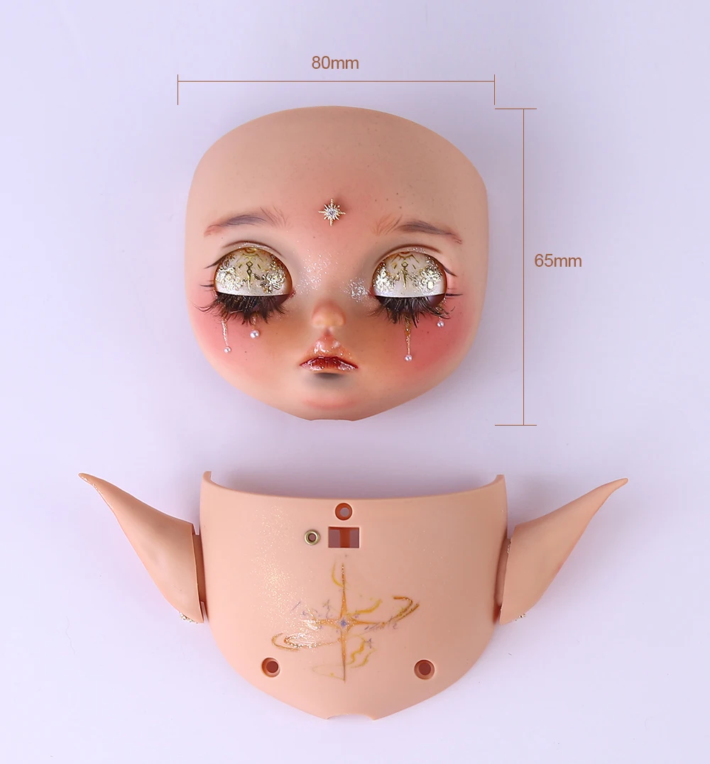 Custom Neo Blythe Doll Faceplate with Hand-Painted Makeup & Pull String 2 Custom Neo Blythe Doll Faceplate with Hand-Painted Makeup & Pull String 2