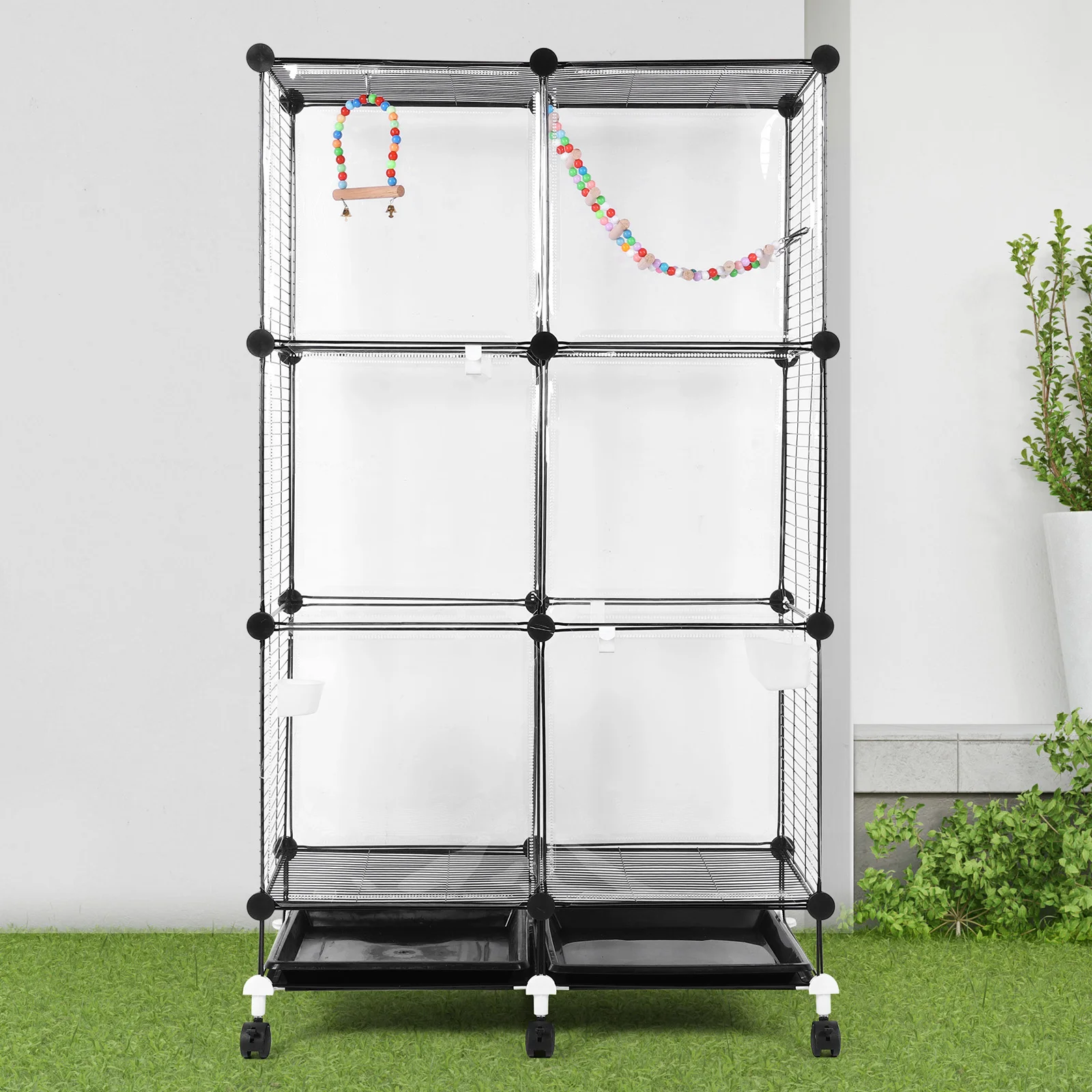 Bird Cage Universal Wheel Metal Parrot Cage with Stand Tray Swing Ladder (Black)
Bird Cage Universal Wheel Metal Parrot Cage with Stand Tray Swing Ladder (Black)