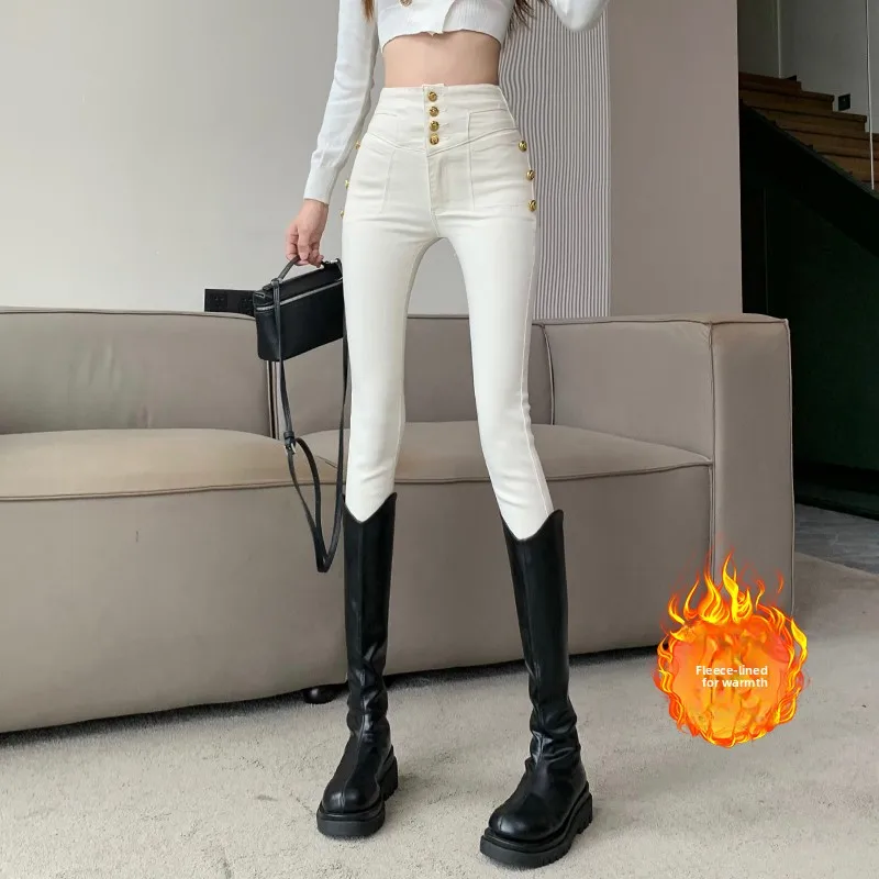 Warm Fce Lined High Waist Slim Fit Denim Jeans Women's Korean Sle Autumn Winter Elastic Slimming Effect
Warm Fce Lined High Waist Slim Fit Denim Jeans Women's Korean Sle Autumn Winter Elastic Slimming Effect