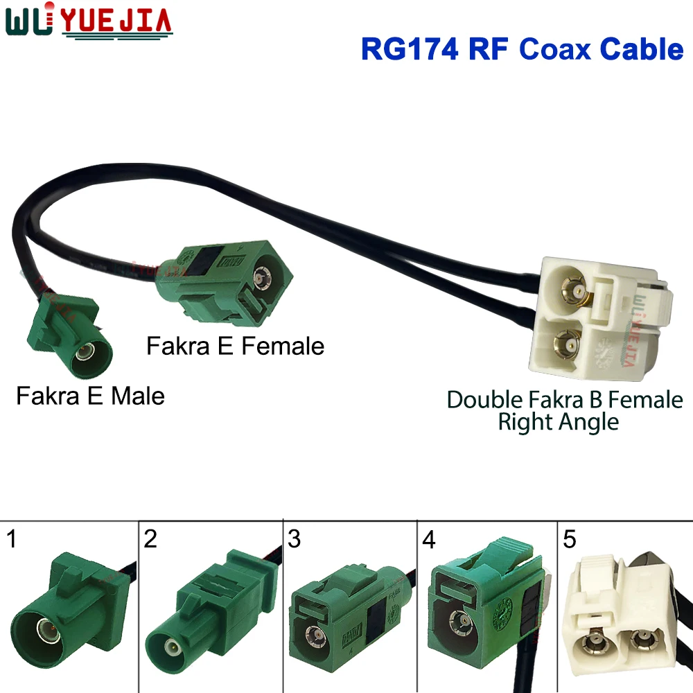 RG-174 Twin Fakra B Female 90°Degree to Green Fakra E Male+E Female 50ohm RF Connector Coaxial Cable WIFI Antenna Jumper Pigtail
RG-174 Twin Fakra B Female 90°Degree to Green Fakra E Male+E Female 50ohm RF Connector Coaxial Cable WIFI Antenna Jumper Pigtail