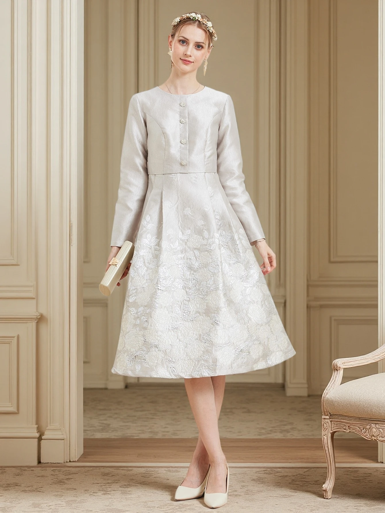 DEVCHATA Luxury Autumn Fall Jacquard Midi Dress French Style Floral Embroidery Party Gown Lady White Long Sleeve Vestido
DEVCHATA Luxury Autumn Fall Jacquard Midi Dress French Style Floral Embroidery Party Gown Lady White Long Sleeve Vestido