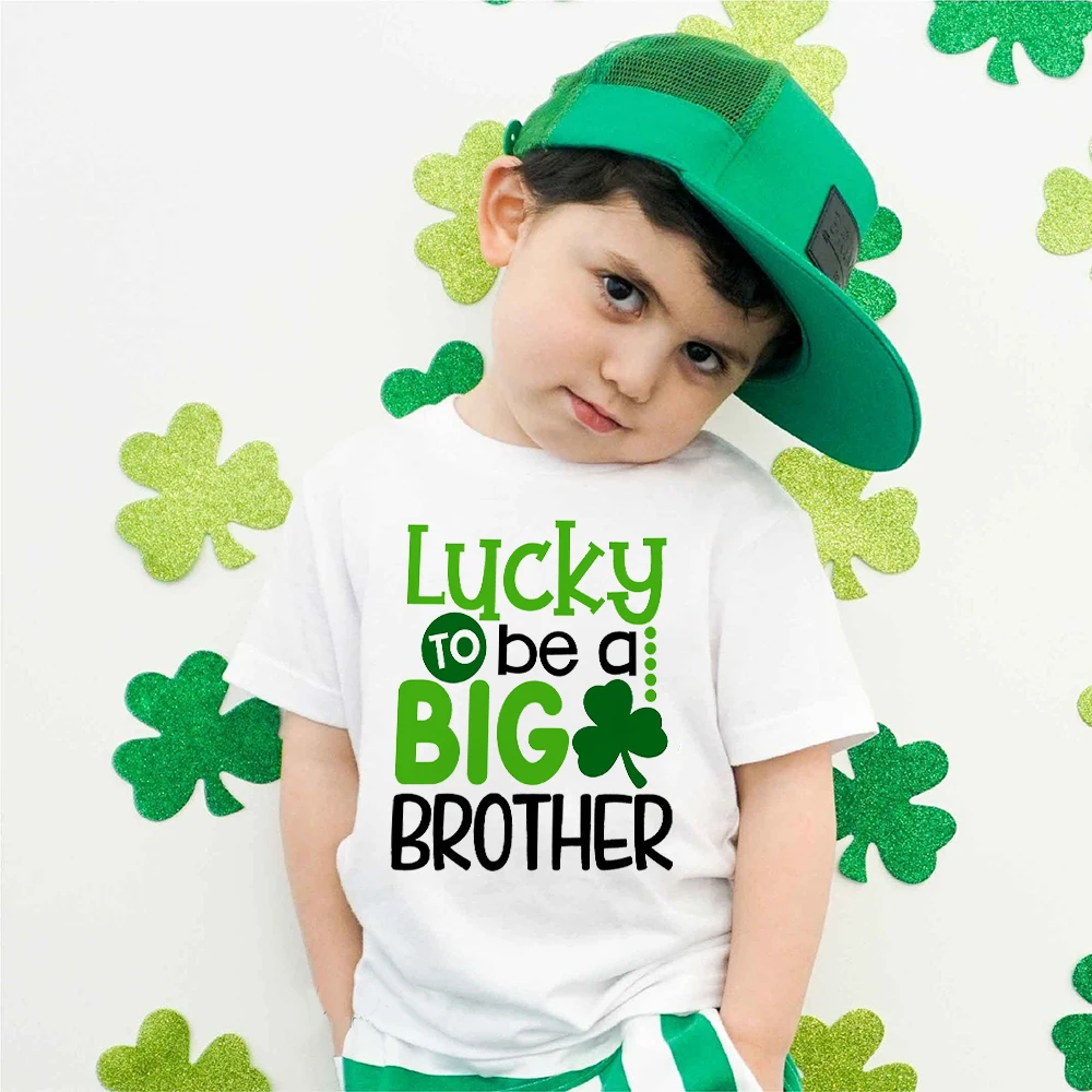 Детская футболка Lucky To A Big Brother с принтом, одежда на День Св. Патрика, рубашка, детская одежда с коротким рукавом, Модные топы для малышей
Детская футболка Lucky To A Big Brother с принтом, одежда на День Св. Патрика, рубашка, детская одежда с коротким рукавом, Модные топы для малышей