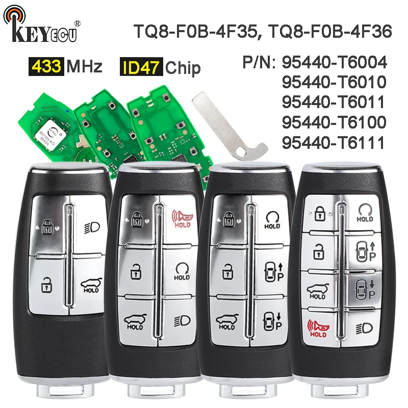 KEYECU 433MHz 95440-T6004 /95440-T6100 /95440-T6111 / T6011 / T6011 Keyless-Go Remote Key Fob for Hyundai Genesis GV80 2020-2024
KEYECU 433MHz 95440-T6004 /95440-T6100 /95440-T6111 / T6011 / T6011 Keyless-Go Remote Key Fob for Hyundai Genesis GV80 2020-2024