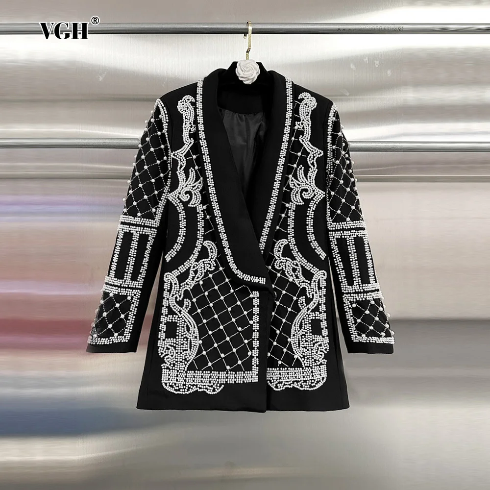 VGH White Spliced Beading Blazer for Women Notched Collar Long Sleeve Patchwork Single Breasted Ceremony Evening Coat Female New
VGH White Spliced Beading Blazer for Women Notched Collar Long Sleeve Patchwork Single Breasted Ceremony Evening Coat Female New