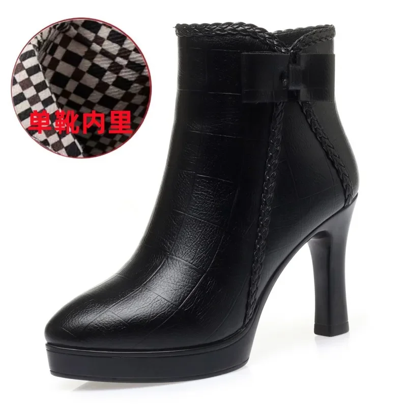 Women High Heels Soft Leather Ankle Boots Autumn Winter Platform Plush Boots Brand Fashion Pointed Toe High Heel Cotton Shoes
Women High Heels Soft Leather Ankle Boots Autumn Winter Platform Plush Boots Brand Fashion Pointed Toe High Heel Cotton Shoes