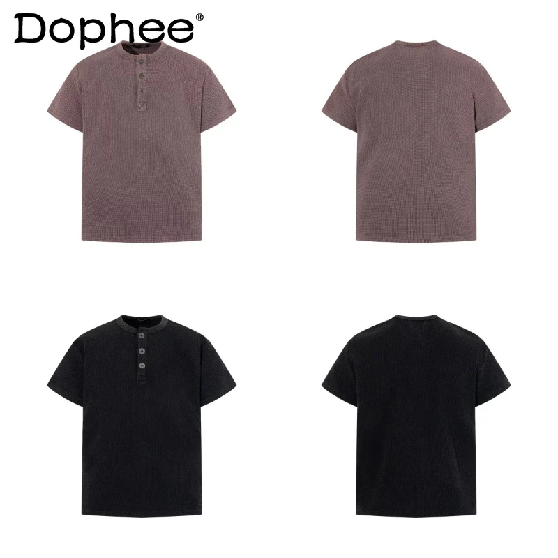 2026 Men's Spring Summer New Short Sleeve T-Shirts Men's Handsome Simple Loose Comfort Solid Color Tops Button Decoration Tees
2026 Men's Spring Summer New Short Sleeve T-Shirts Men's Handsome Simple Loose Comfort Solid Color Tops Button Decoration Tees