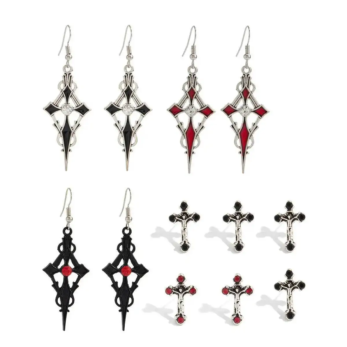 6Pairs/Set Women's Vintage Gothic Oil Dripping Cross Drop Earrings Punk 2025 Style Halloween Party Jewelry Accessories
6Pairs/Set Women's Vintage Gothic Oil Dripping Cross Drop Earrings Punk 2025 Style Halloween Party Jewelry Accessories