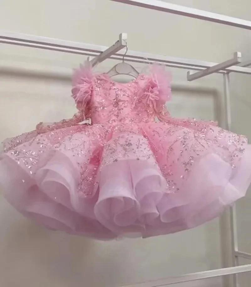 Pink Flower Girl Dresses for Wedding Long Sleeved Sequined Butterfly Mesh Puffy Girl Kids Birthday First Communion Gowns Custom
Pink Flower Girl Dresses for Wedding Long Sleeved Sequined Butterfly Mesh Puffy Girl Kids Birthday First Communion Gowns Custom