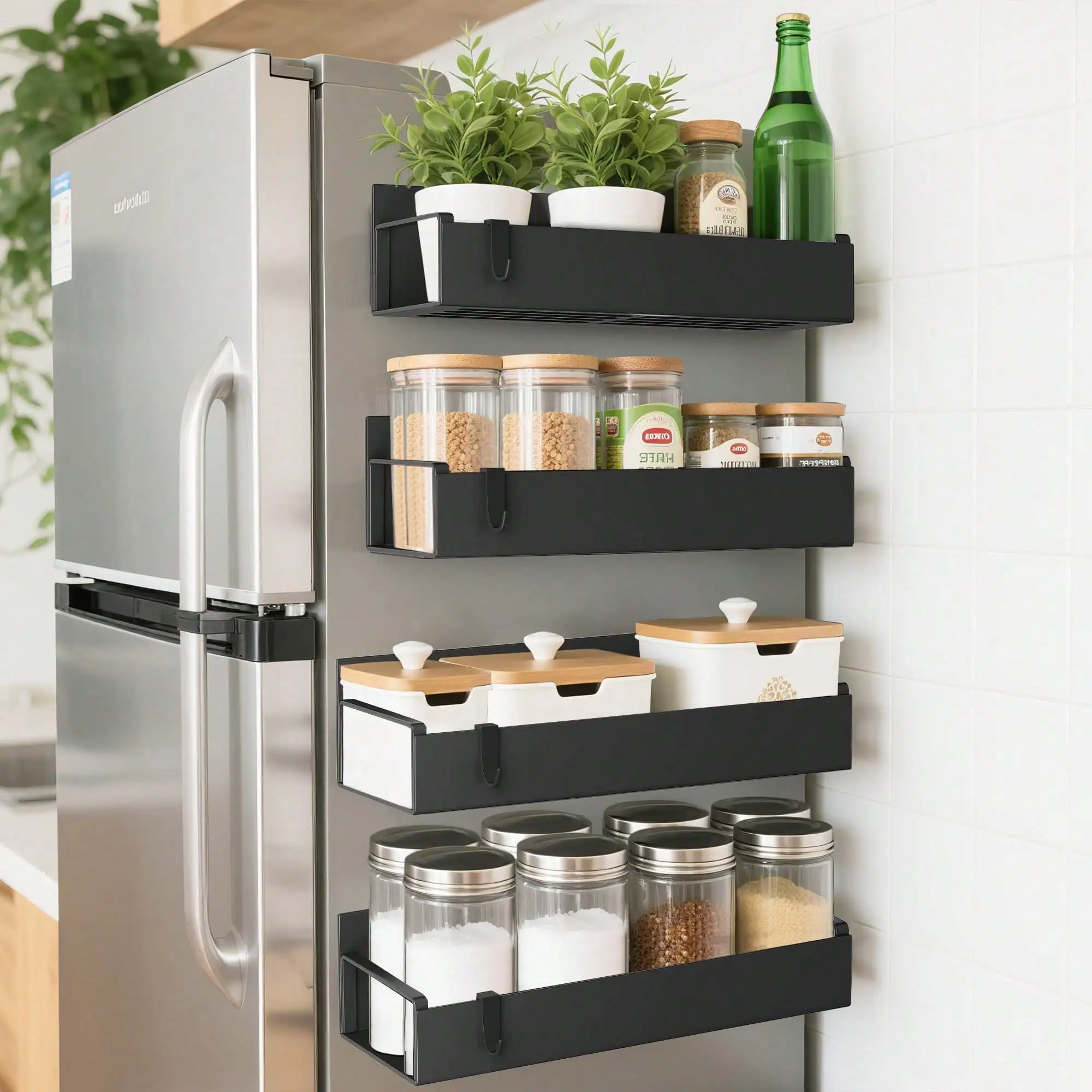 4-Pack Metal Magnetic Spice Storage Set , Space Saving Multi-Purpose Organizer For Fridge Washing Machine, Tool-Free Install
4-Pack Metal Magnetic Spice Storage Set , Space Saving Multi-Purpose Organizer For Fridge Washing Machine, Tool-Free Install