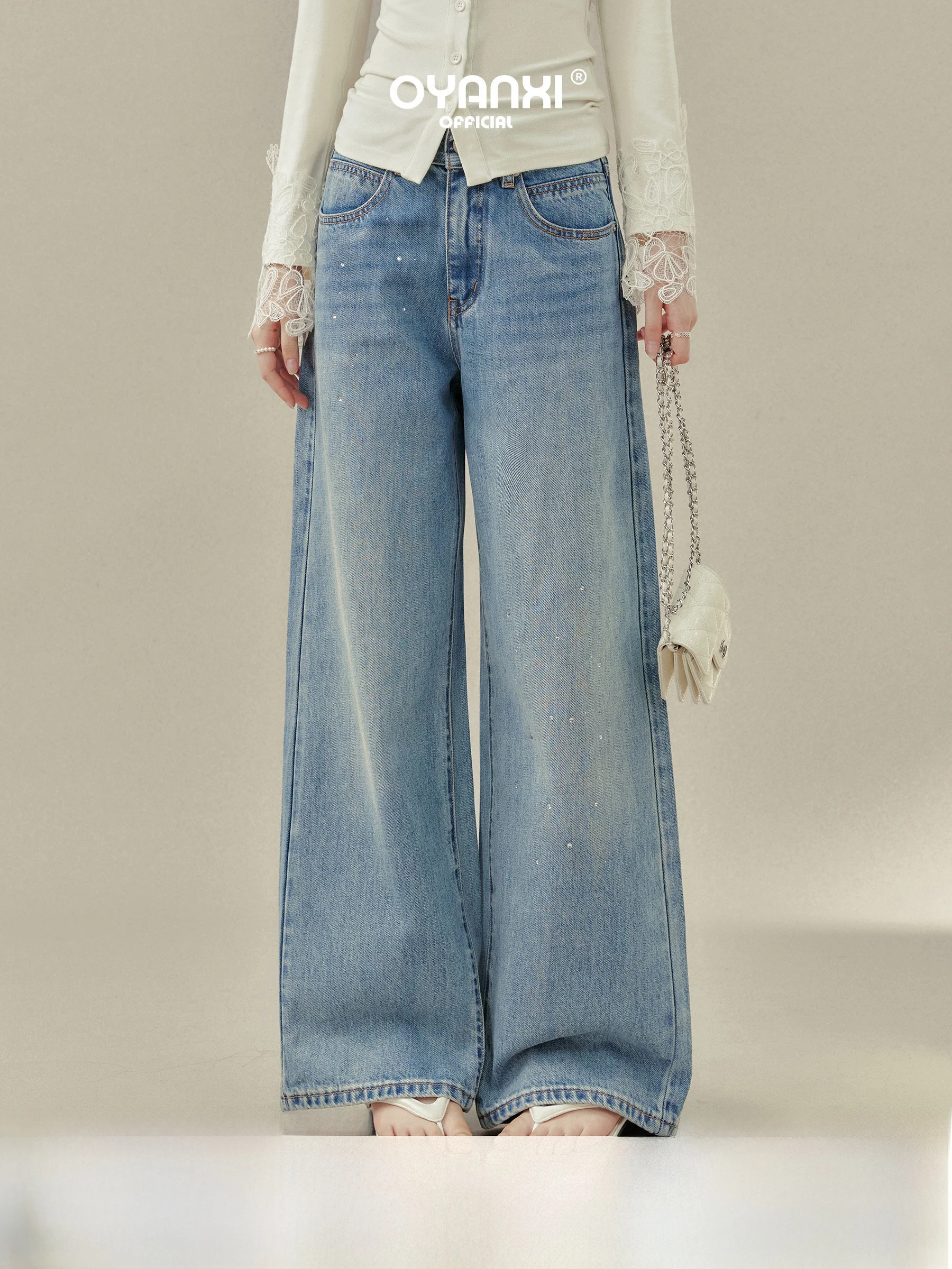 High Waist Wide Leg Blue Jeans Women's Spring New Style Straight Cut Trousers Salt Tear Reef Design Casual Fashion
High Waist Wide Leg Blue Jeans Women's Spring New Style Straight Cut Trousers Salt Tear Reef Design Casual Fashion