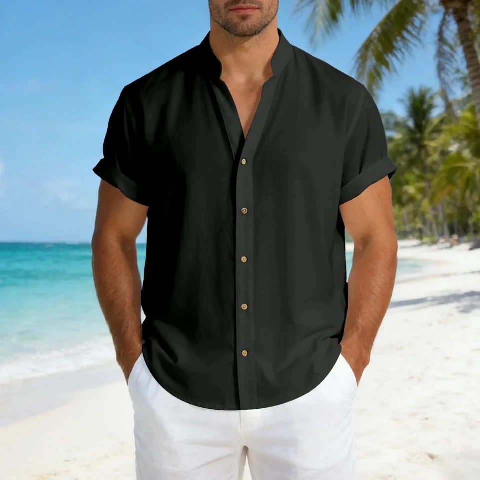 Men's Short-Sleeved Shirts Summer Solid Color Casual Beach Style Vacation Tops Single-Breasted Hawaiian Shirt Man's Clothes
Men's Short-Sleeved Shirts Summer Solid Color Casual Beach Style Vacation Tops Single-Breasted Hawaiian Shirt Man's Clothes