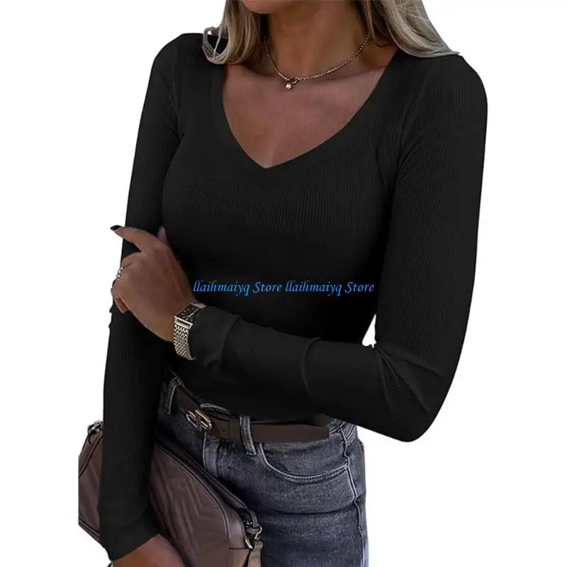 573B Modern V Neckline Long Sleeve Top For Women Comfortable Stretch Polyester Fabric Figure Hugging Cut Elegant Color Option
573B Modern V Neckline Long Sleeve Top For Women Comfortable Stretch Polyester Fabric Figure Hugging Cut Elegant Color Option