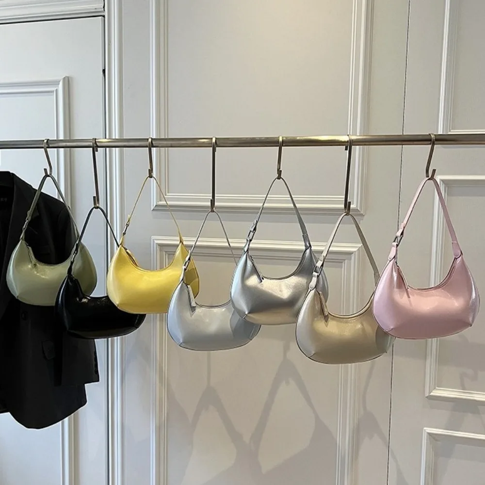 Solid Color Pu Leather Shoulder Bag Large Capacity Handbag Moon Underarm Bag Candy Color Korean Style Women's Hobo Bag Women
Solid Color Pu Leather Shoulder Bag Large Capacity Handbag Moon Underarm Bag Candy Color Korean Style Women's Hobo Bag Women