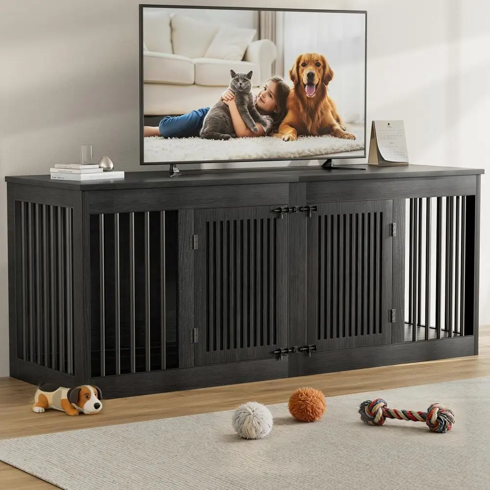 72 Inch Double Dog Crate, Heavy-Duty Kennel for Indoor Use or Two Large Dogs, Wooden Cage with Removable Divider, Decorative Dog
72 Inch Double Dog Crate, Heavy-Duty Kennel for Indoor Use or Two Large Dogs, Wooden Cage with Removable Divider, Decorative Dog