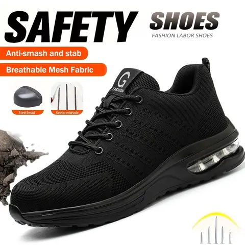 Air Cushion Safety Shoes Men Steel Toe Security Protection Shoes Puncture-Proof Sport Work Shoes Boots Construction Shoes