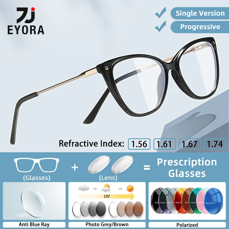 EYORA Currents Cat Eye TR90 женские очки для чтения очки для близорукости дальнозоркость анти-синий свет прогрессивные фотохромные очки линзы
EYORA Currents Cat Eye TR90 женские очки для чтения очки для близорукости дальнозоркость анти-синий свет прогрессивные фотохромные очки линзы