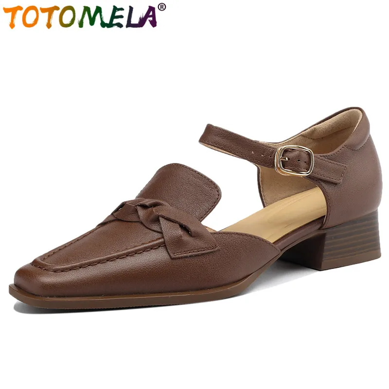 TOTOMELA New Vintage Office Ladies Square Toe Sandals Genuine Leather Buckle Sandals Square Med Heels Woman Shoes 2024
TOTOMELA New Vintage Office Ladies Square Toe Sandals Genuine Leather Buckle Sandals Square Med Heels Woman Shoes 2024