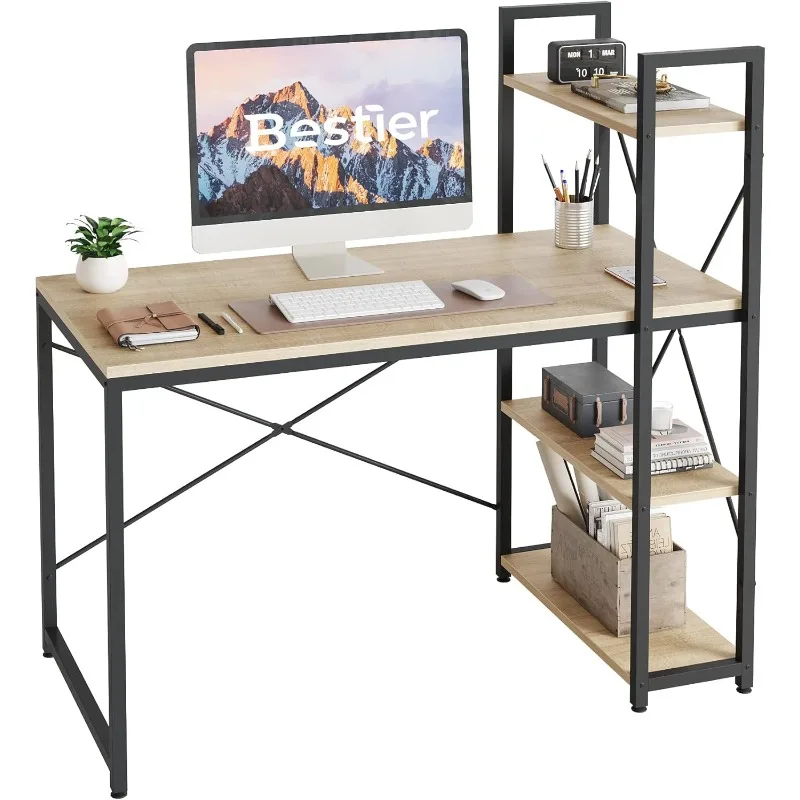 Bestier 47 Inch Computer Desk with Adjustable Shelves, Simple Writing Desk with Reversible Bookshelf and Metal Legs for Home
Bestier 47 Inch Computer Desk with Adjustable Shelves, Simple Writing Desk with Reversible Bookshelf and Metal Legs for Home