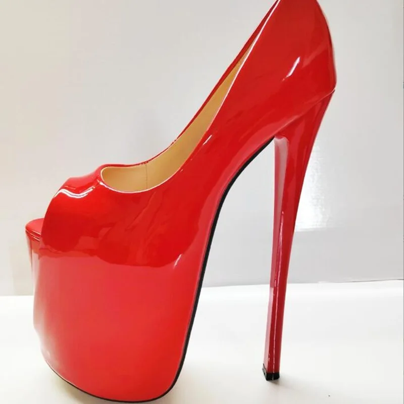 Ultra 22cm Women Open Toe Pumps Red Black Patent Leather Hidden Platform Slip On Formal Female Evening Club Shoes Size45
Ultra 22cm Women Open Toe Pumps Red Black Patent Leather Hidden Platform Slip On Formal Female Evening Club Shoes Size45