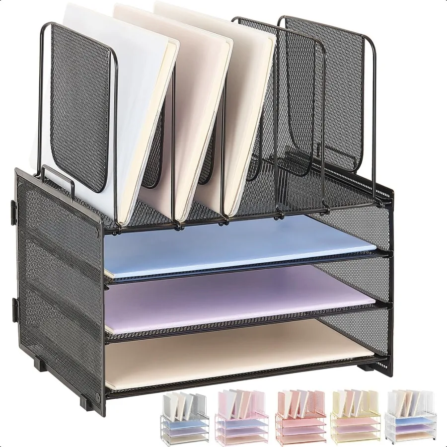 Desk Organizers and Accessories 3Tier Paper Organizer with 5 Vertical File Holders File Folder Organizer Black 3T
Desk Organizers and Accessories 3Tier Paper Organizer with 5 Vertical File Holders File Folder Organizer Black 3T