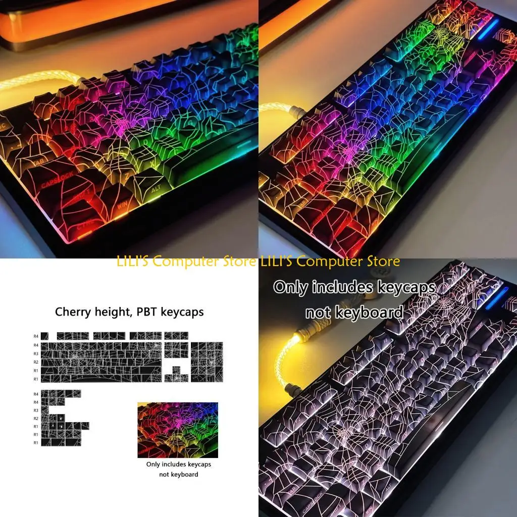 A52B 130 шт./компл. эргономичные колпачки для ключей из ПБТ с боковым принтом в виде пауков и веб-мотивов KeyCap
A52B 130 шт./компл. эргономичные колпачки для ключей из ПБТ с боковым принтом в виде пауков и веб-мотивов KeyCap
