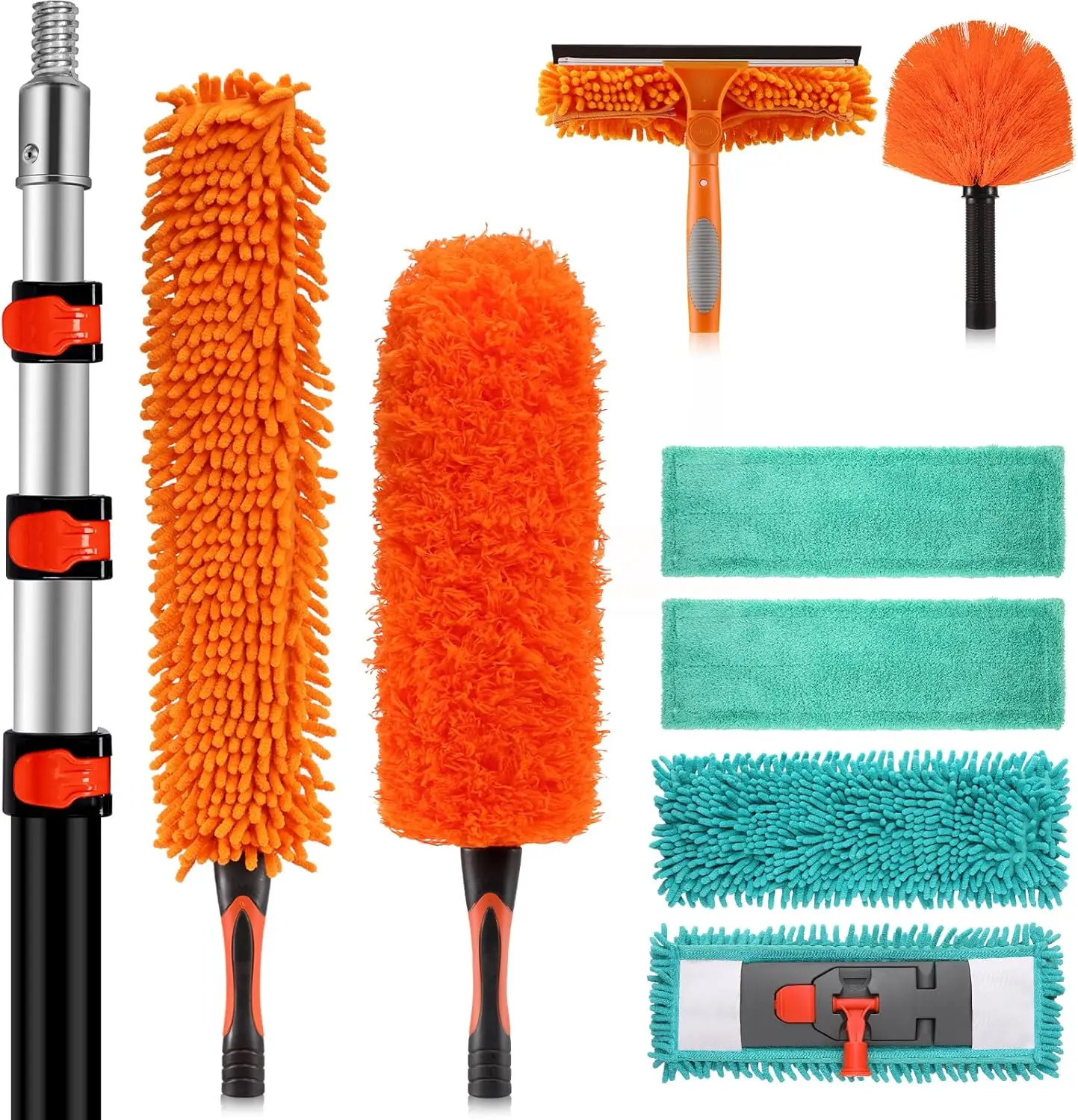 20ft High Ceiling Duster Kit with Extension Pole, Cobweb Duster, Fan Cleaner, Window Squeegee & Wall Mop for Home Cleaning
20ft High Ceiling Duster Kit with Extension Pole, Cobweb Duster, Fan Cleaner, Window Squeegee & Wall Mop for Home Cleaning